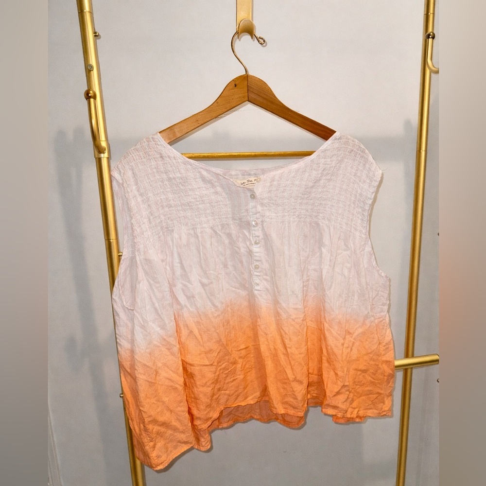 Pristine Free People Little Bit Of Something Ombré Pink Combo Blouse Size: L - Picture 6 of 10